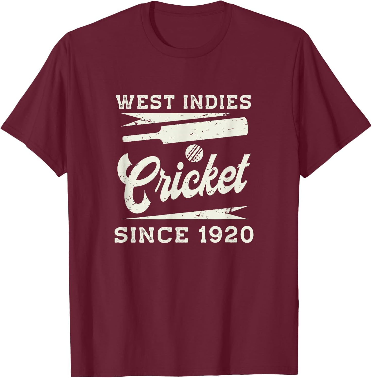 Vintage West Indies Cricket Since 1920 T-Shirt - T-Shirt | Maroon