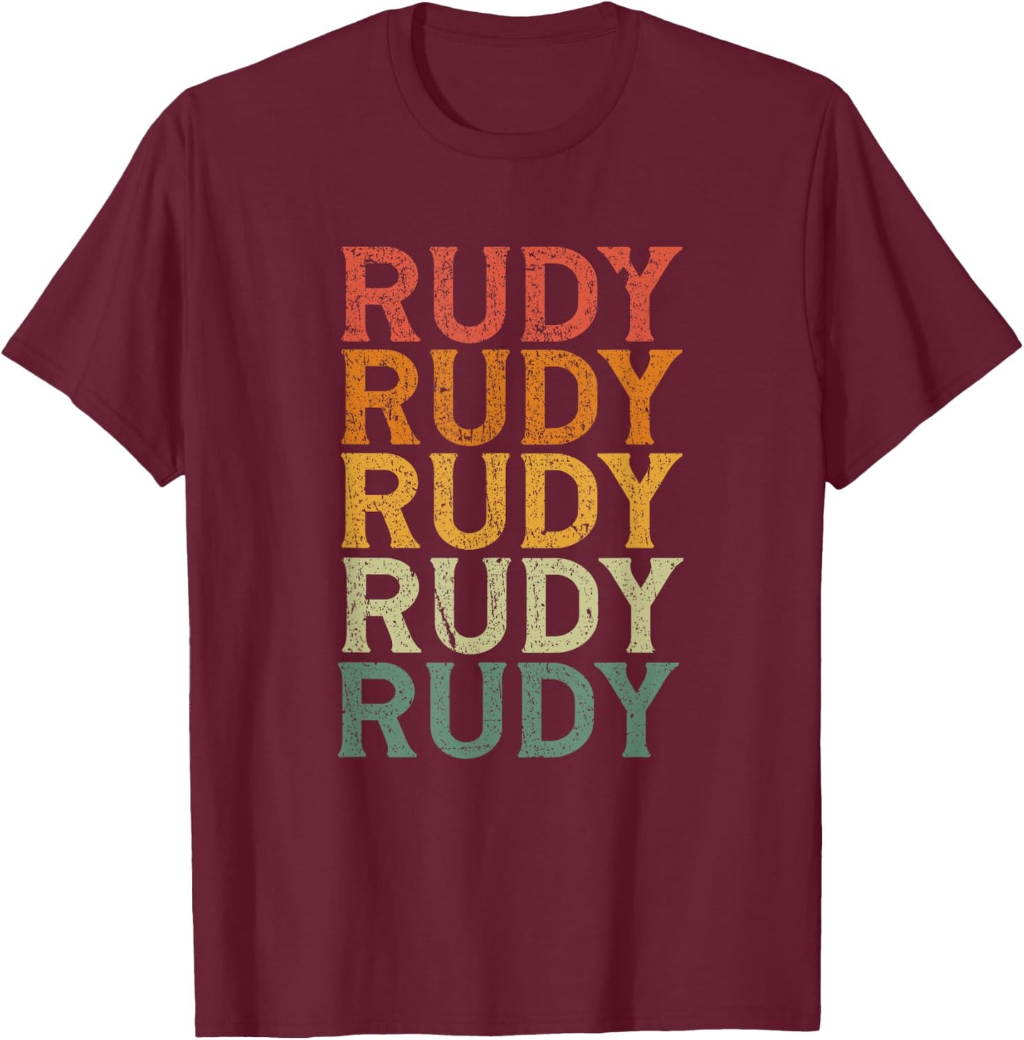 Retro Custom First Name Rudy T-Shirt - T-Shirt | Maroon
