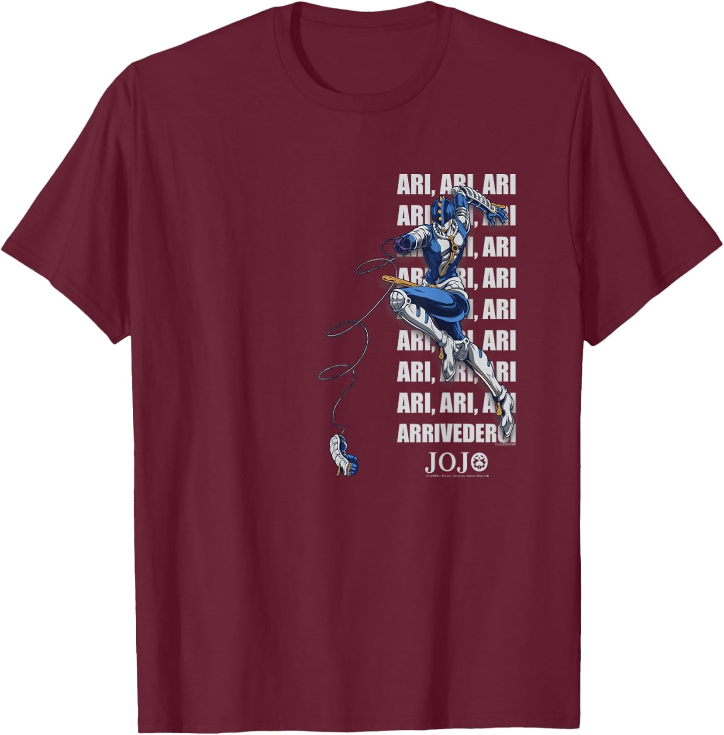 JoJo's Bizarre Adventure Zipper Man Vertical Anime T-Shirt - T-Shirt | Maroon