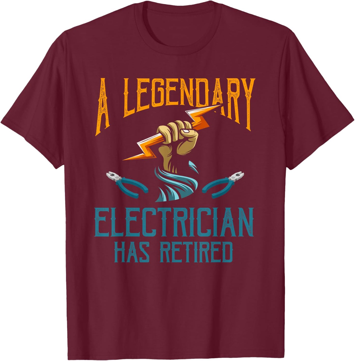 Retired Electrician Shirt Humor Electrician Retirement Gift T-Shirt - T-Shirt | Maroon