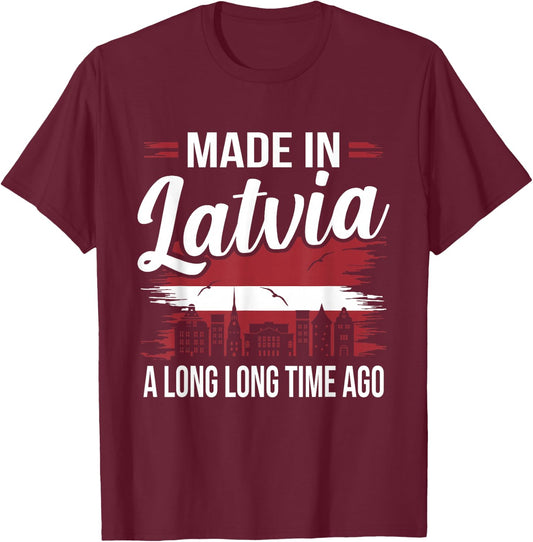 Funny Latvia Flag Travel T-Shirt - T-Shirt | Maroon