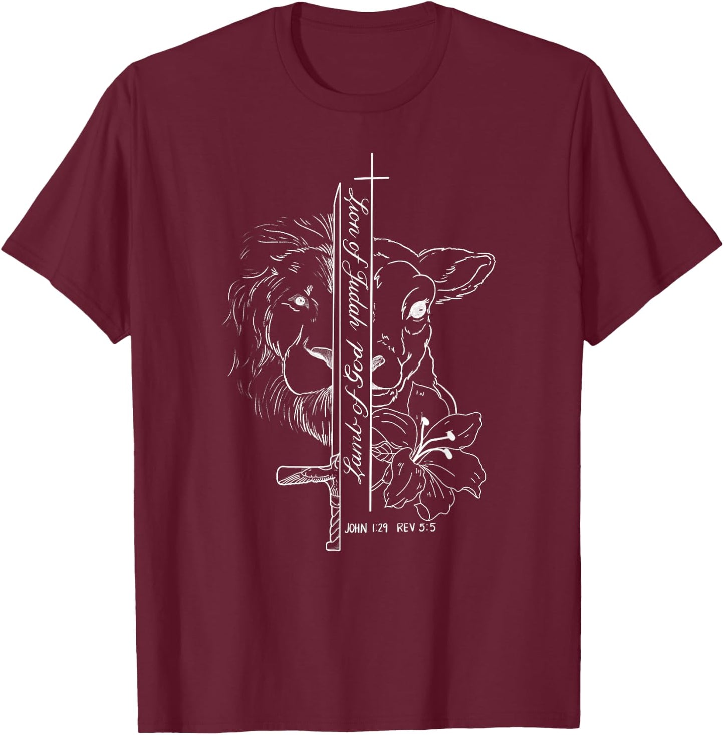 Lion & Lamb T-Shirt - T-Shirt | Maroon