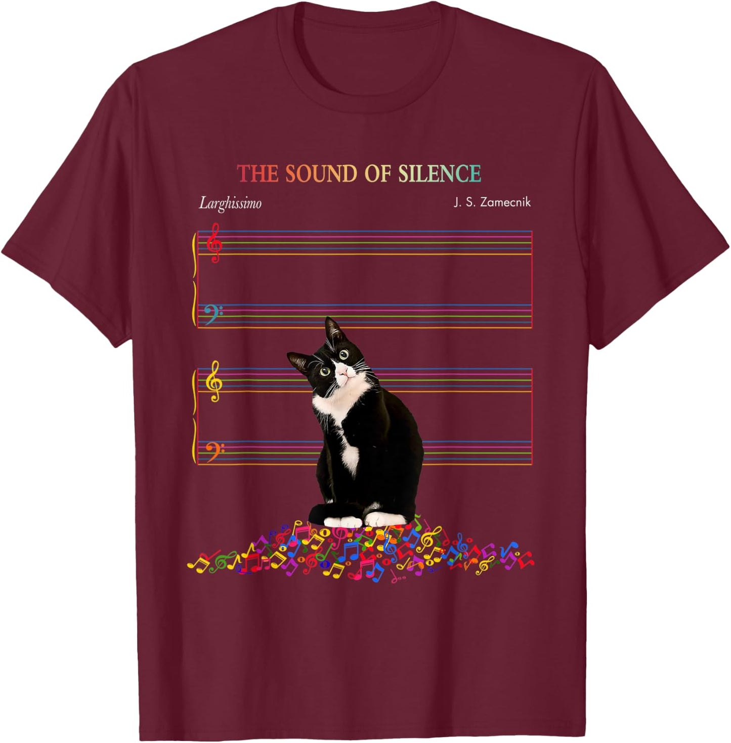 Cute Cat The Sound Of Silence T-Shirt - T-Shirt | Maroon