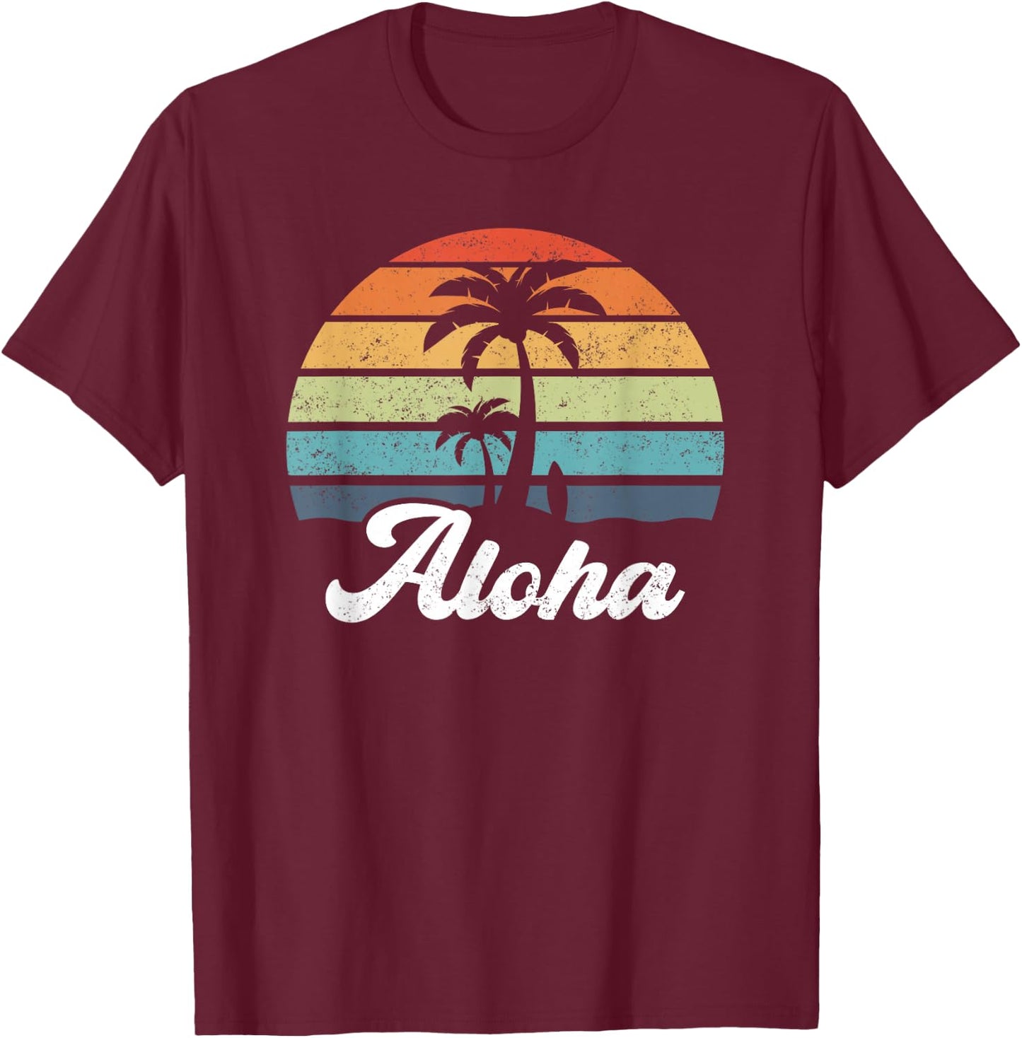 Aloha Hawaii Hawaiian Island Shirt Palm Beach Surfboard Surf T-Shirt - T-Shirt | Maroon