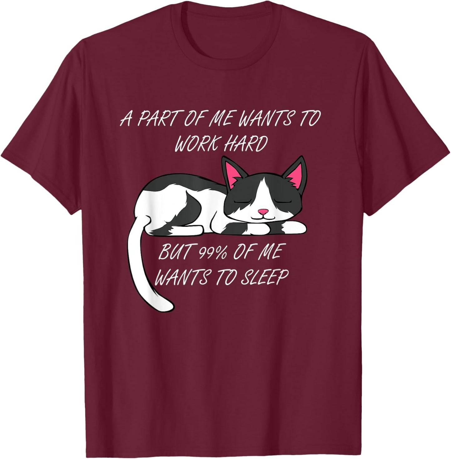 Lazy Cat Excuse Funny Saying Work Office Men Women Kids T-Shirt - T-Shirt | Maroon
