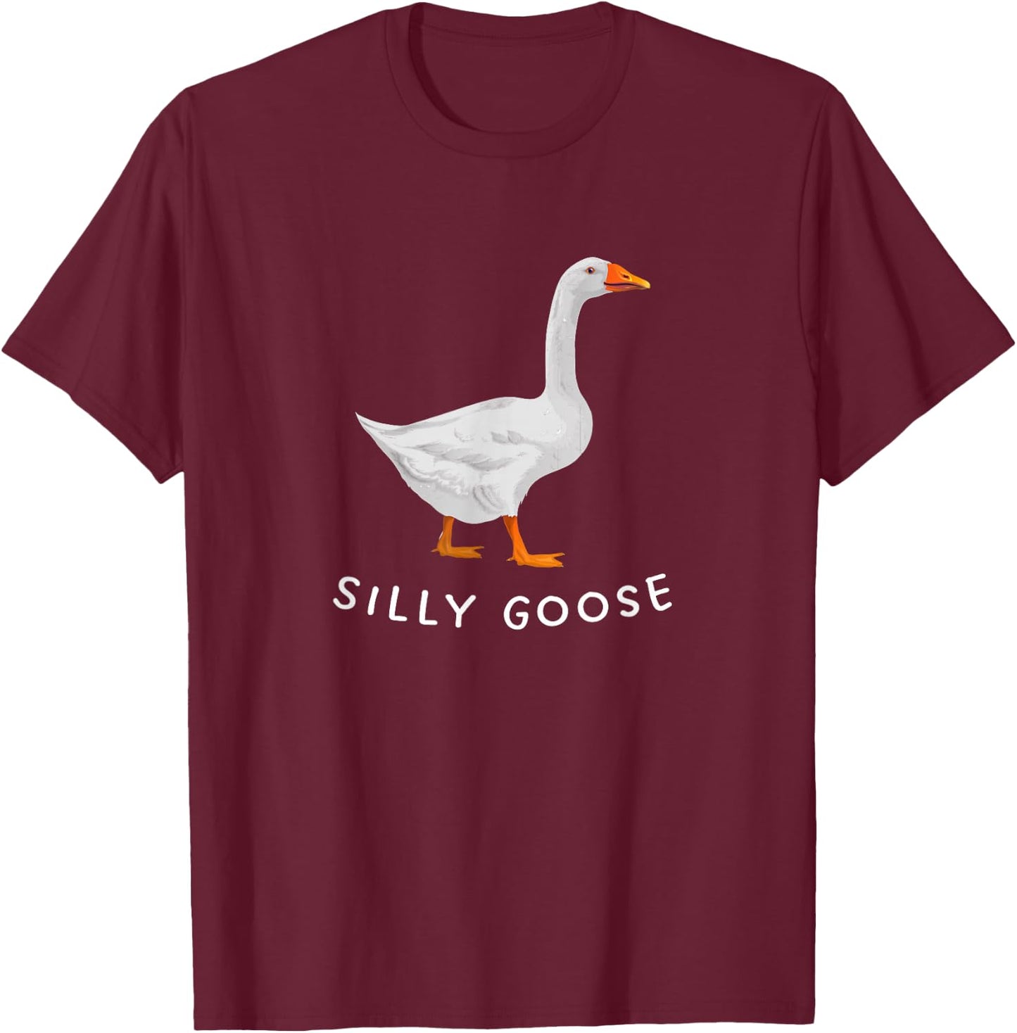 Playful 'Silly Goose' Design - Quirky and Fun T-Shirt - T-Shirt | Maroon
