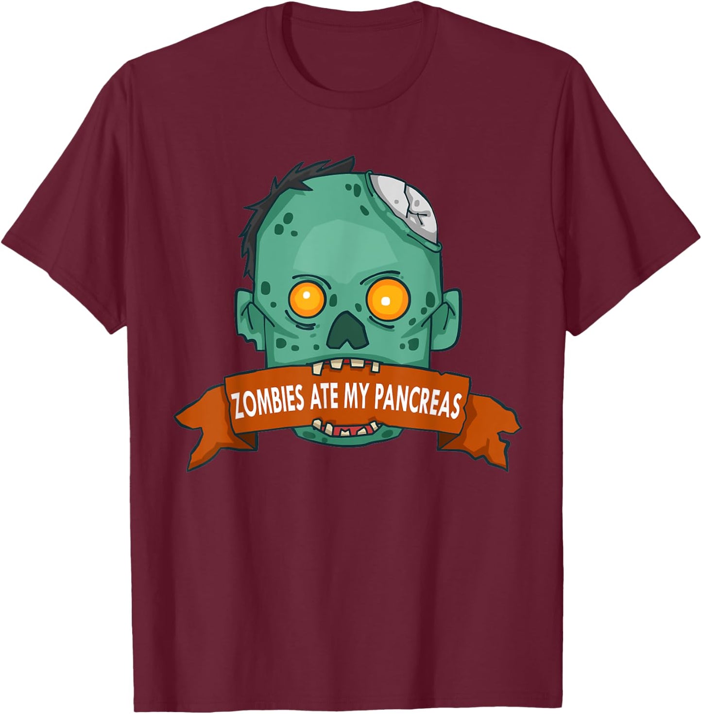 Zombies Ate My Pancreas - T1D Diabetic Diabetes Awareness T-Shirt - T-Shirt | Maroon
