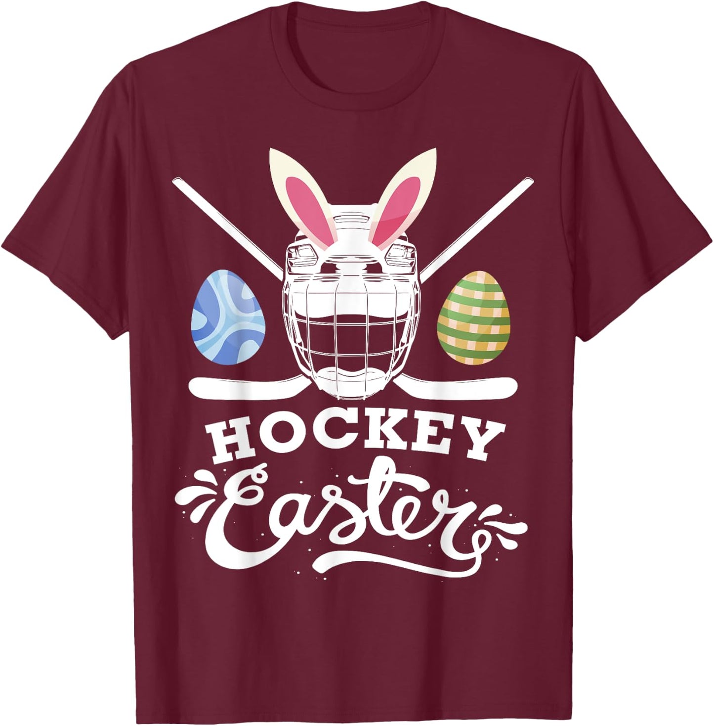 Hockey Easter Funny Easter Day Ice Hockey Player T-Shirt - T-Shirt | Maroon