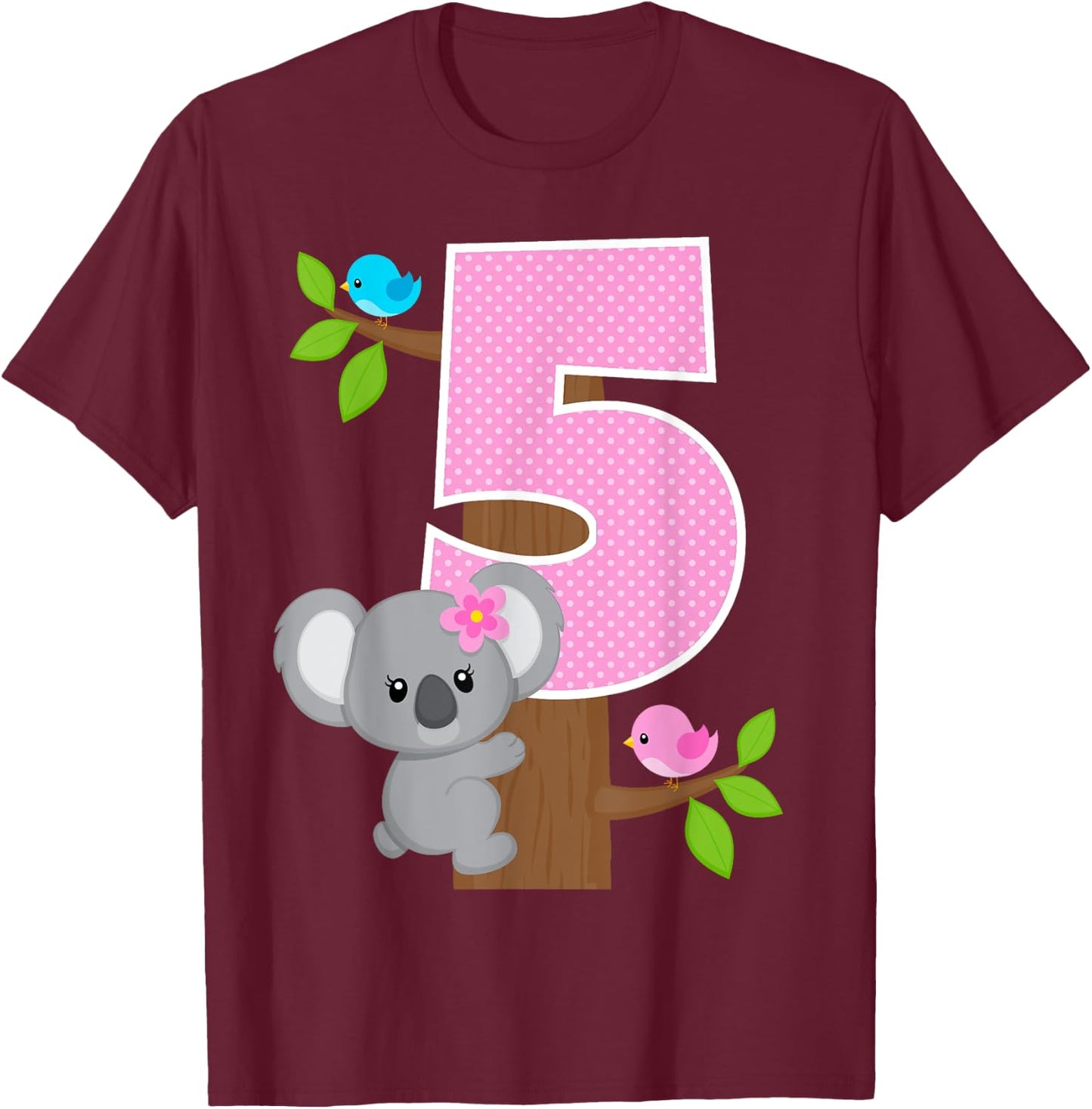 Koala Bear 5th Birthday Girl 5 Year Old Birthday Koalas Bday T-Shirt - T-Shirt | Maroon