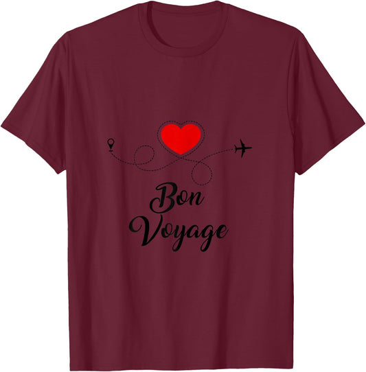 Casual Flight Travel Vacation Cruise Trip Bon Voyage T-Shirt - T-Shirt | Maroon