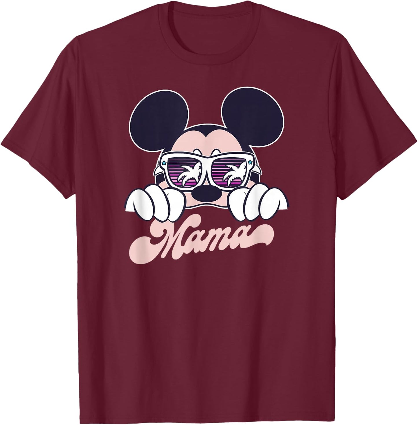 Disney Mickey And Friends Cool Mickey Summer Vibes Mama Logo T-Shirt - T-Shirt | Maroon
