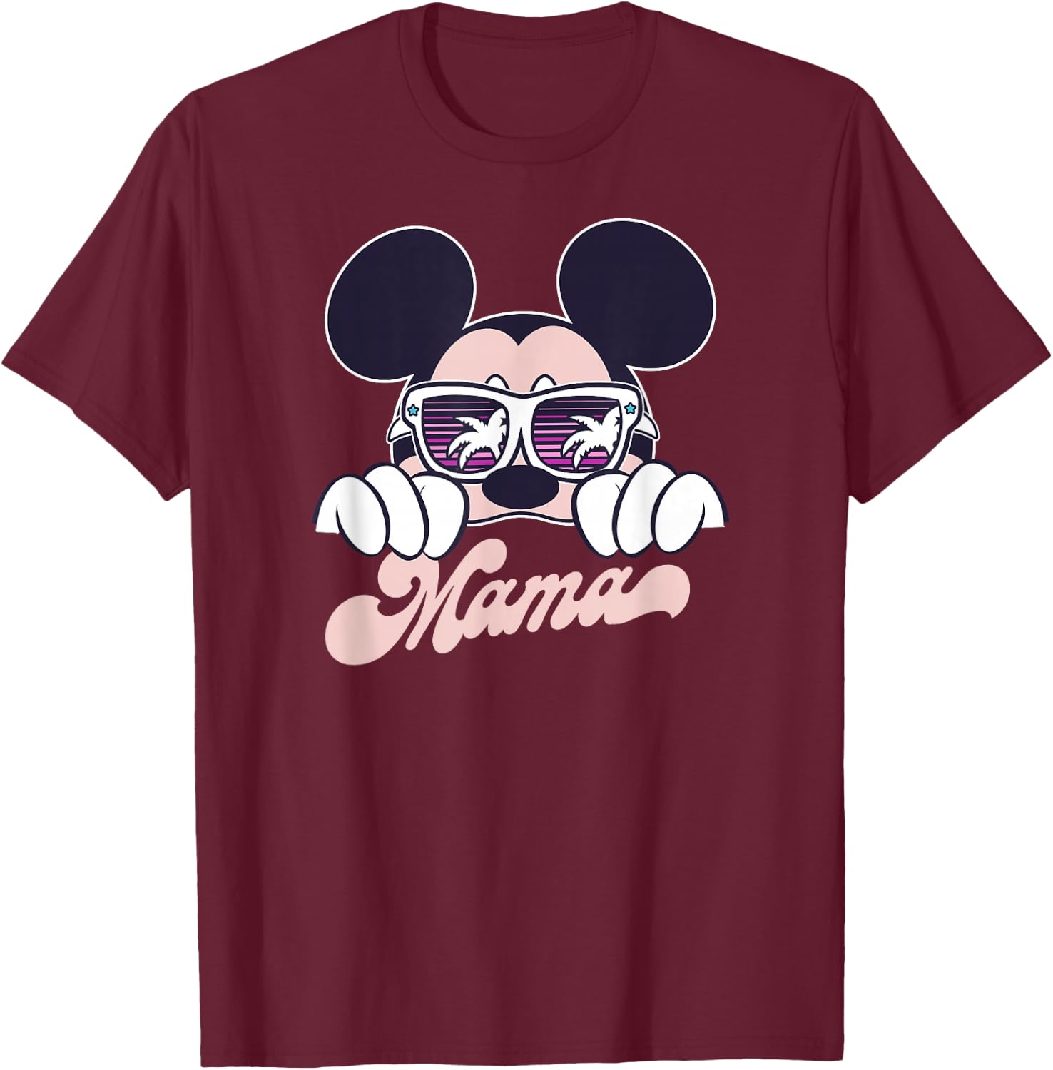 Disney Mickey And Friends Cool Mickey Summer Vibes Mama Logo T-Shirt - T-Shirt | Maroon