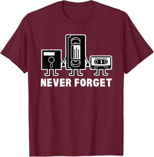 Retro Vintage Never Forget Cassette Tape Small T-Shirt - T-Shirt | Maroon