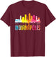 Indianapolis Indiana Watercolor City Skyline Art Souvenir T-Shirt - T-Shirt | Maroon