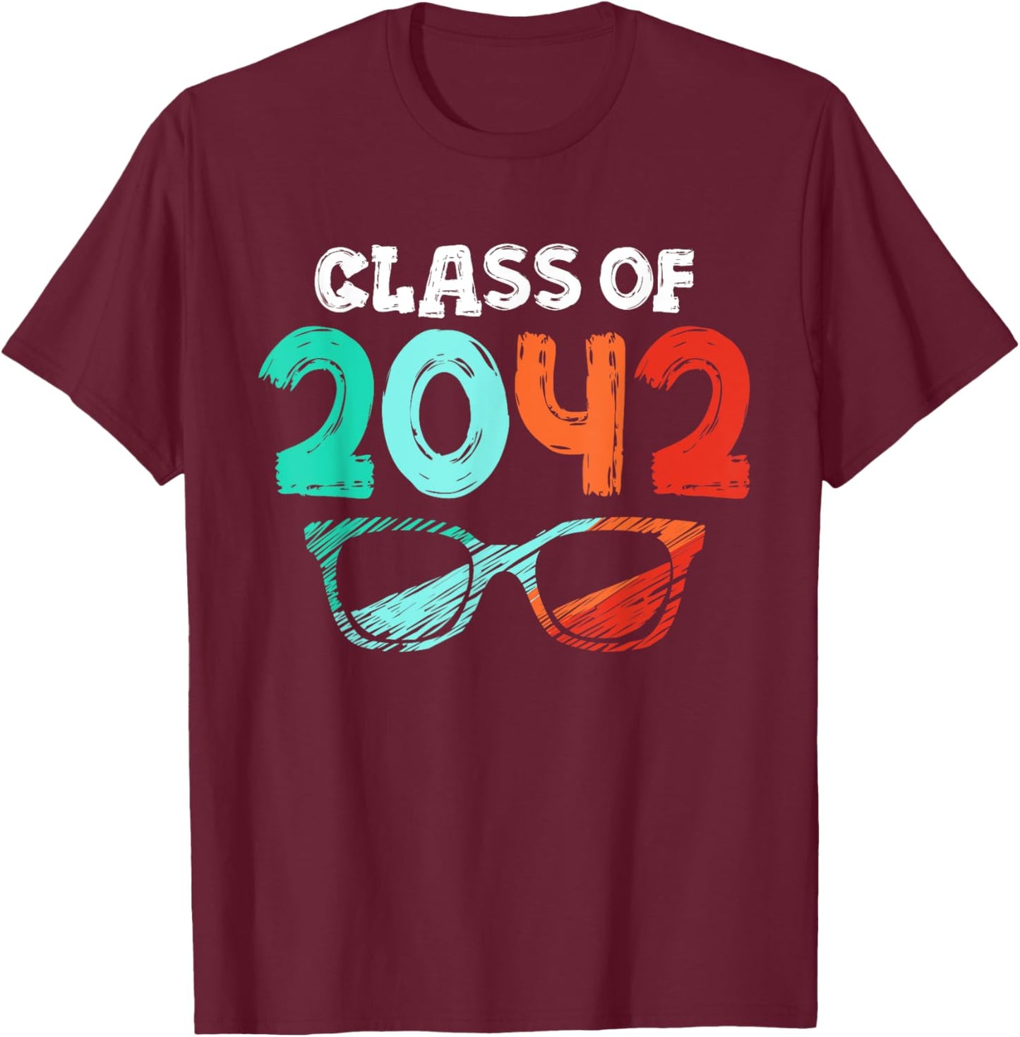 Graduating Class Of 2042 First Day Of School 2042 Graduation T-Shirt - T-Shirt | Maroon