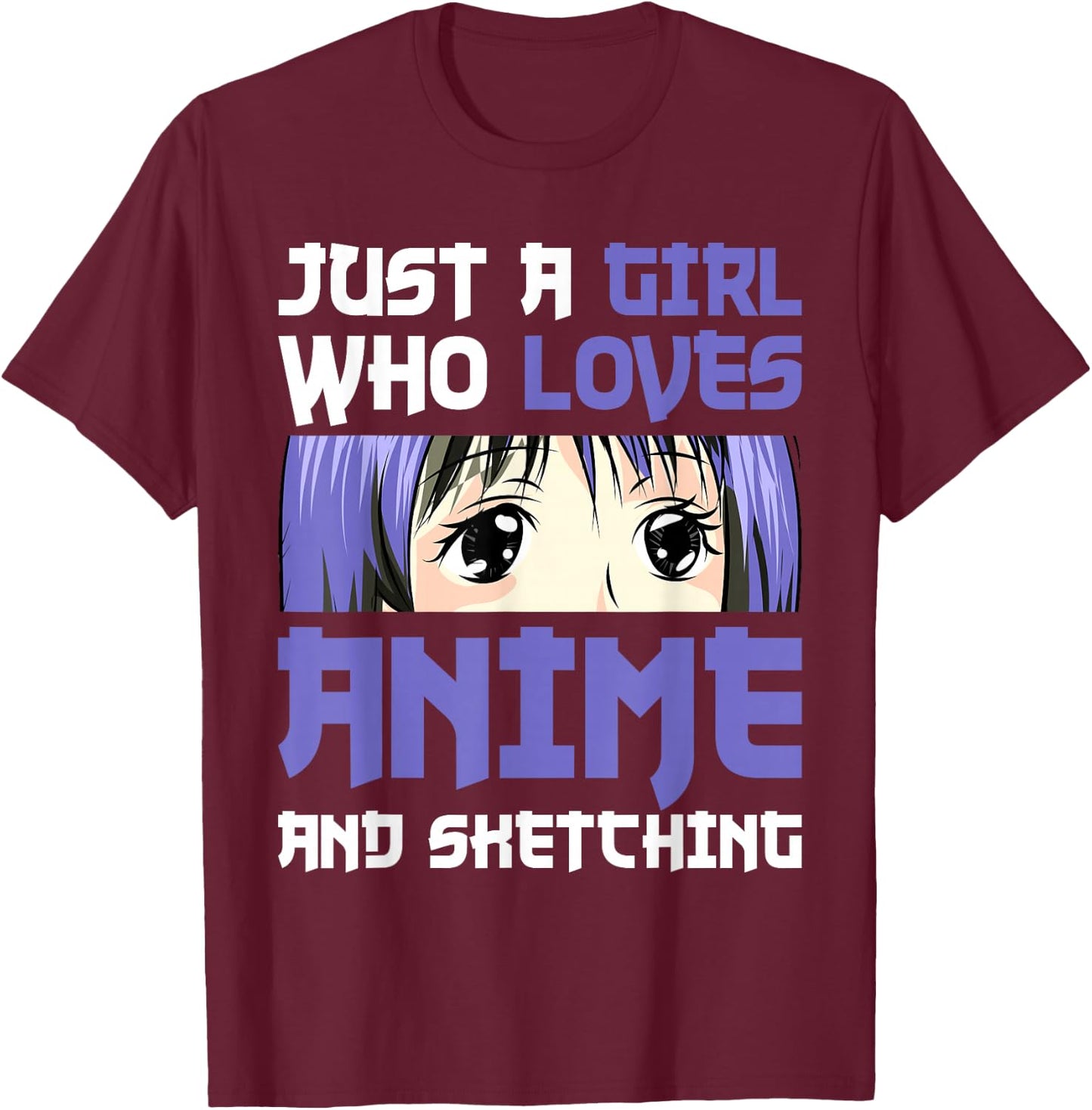 Japanese Manga Drawing Otaku Gift Girl Anime T-Shirt - T-Shirt | Maroon