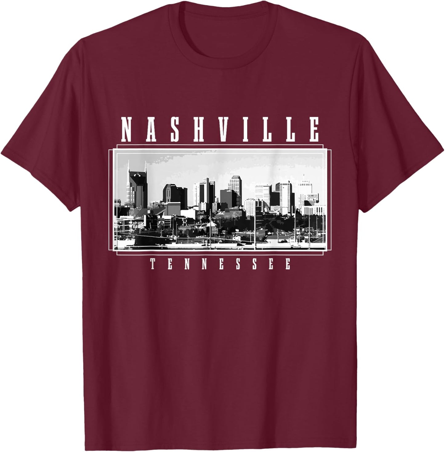 Nashville Skyline Tennessee Vintage USA America Souvenir T-Shirt - T-Shirt | Maroon