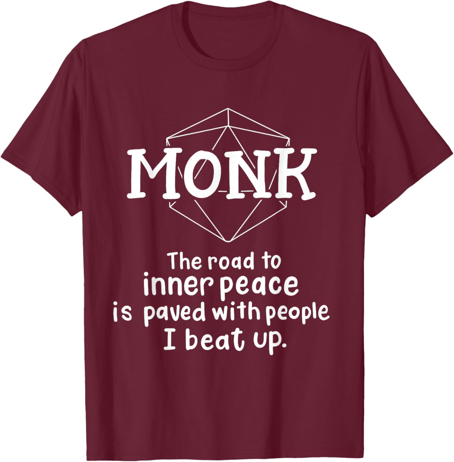 Monk Funny Character Joke Roleplaying Games RPG Gamer T-Shirt - T-Shirt | Maroon