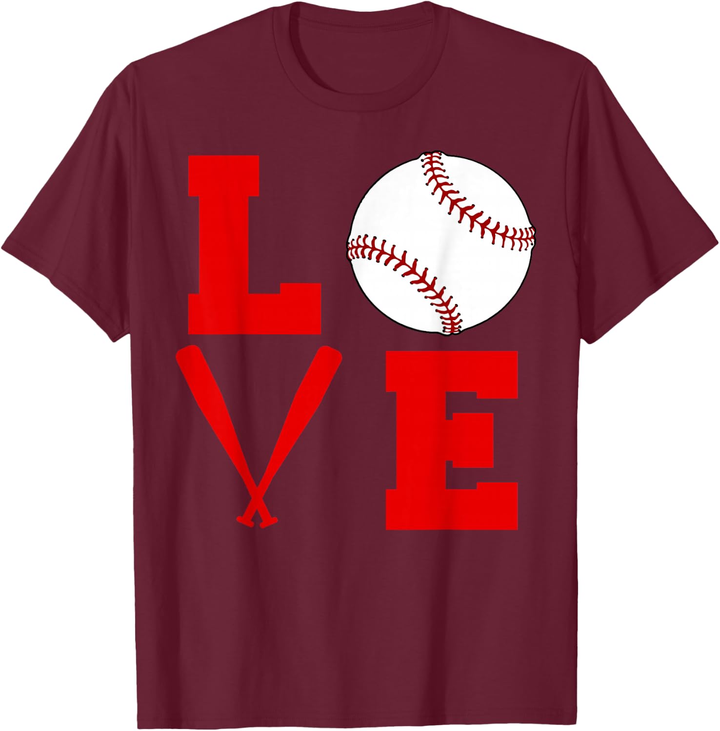 I Love Baseball T-Shirt - T-Shirt | Maroon