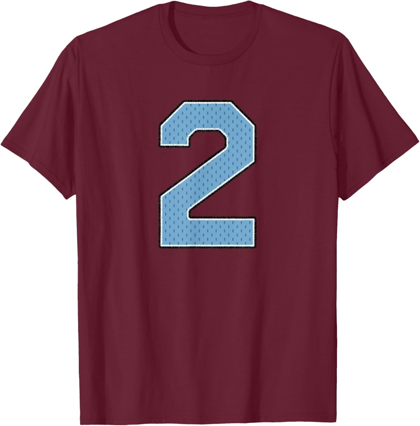 Sports Jersey Player Supporter Light Blue Number 2 T-Shirt - T-Shirt | Maroon