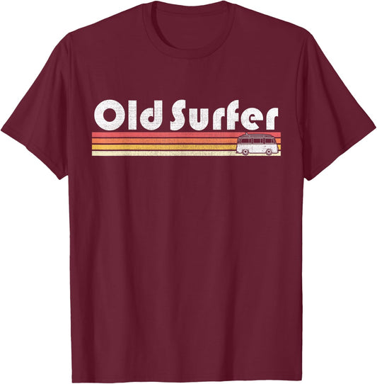 Old Surfer Surfing Beach Retro Style Vintage Grandpa Dad Women Kids T-Shirt - T-Shirt | Maroon