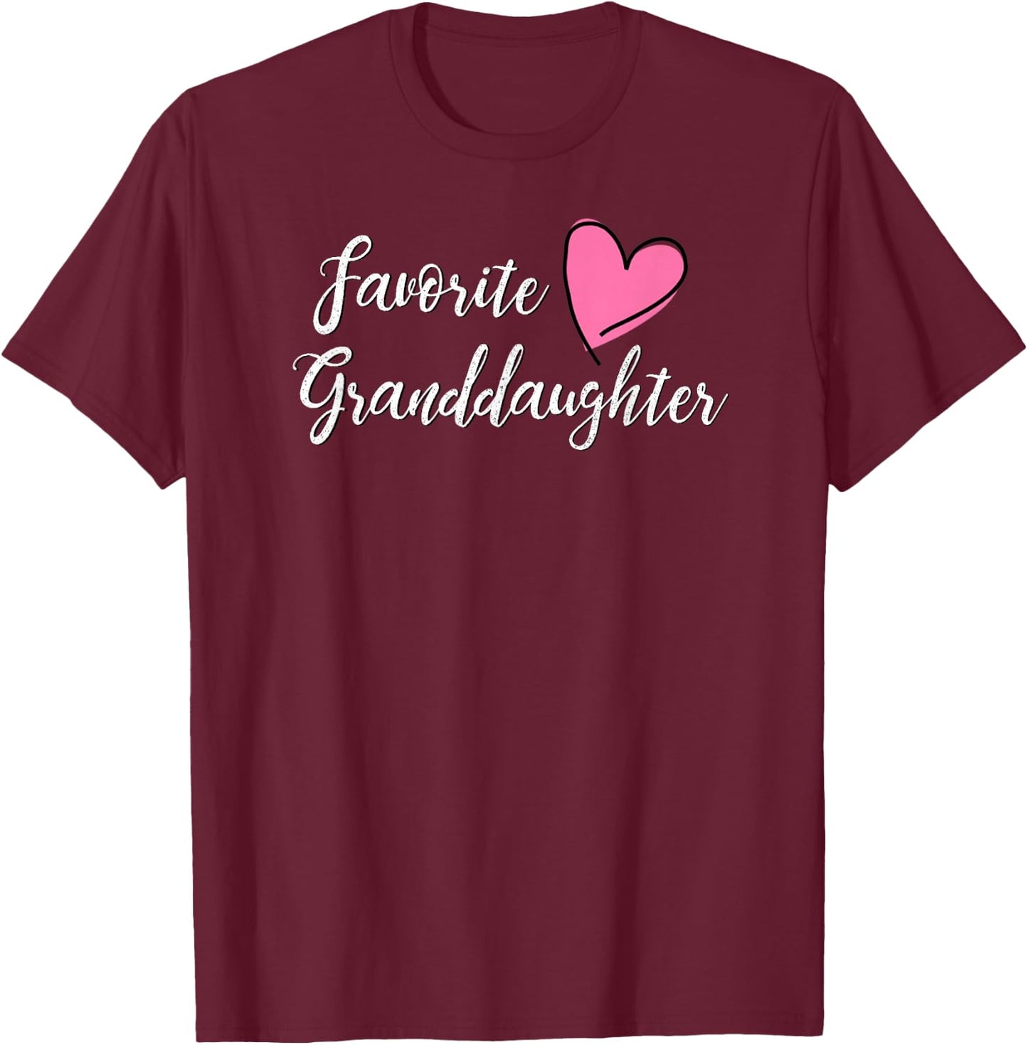 Favorite Granddaughter Heart Distressed Vintage T-Shirt - T-Shirt | Maroon