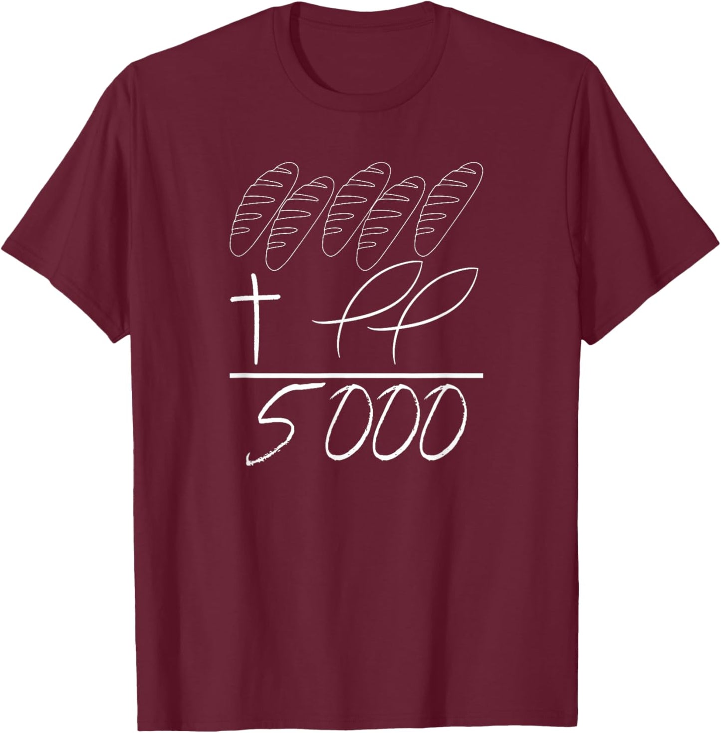 Jesus 2 Fishes 5 Breads 5000 Chosen Against The Current T-Shirt - T-Shirt | Maroon
