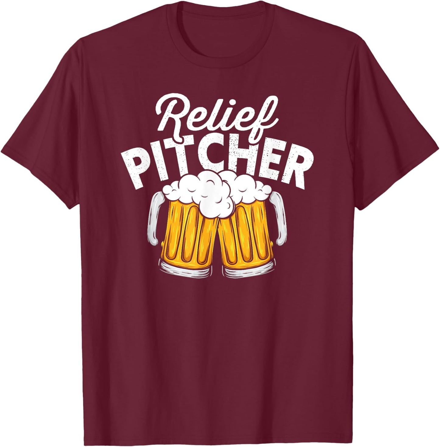 Relief Pitcher - Baseball and Beer T-Shirt - T-Shirt | Maroon