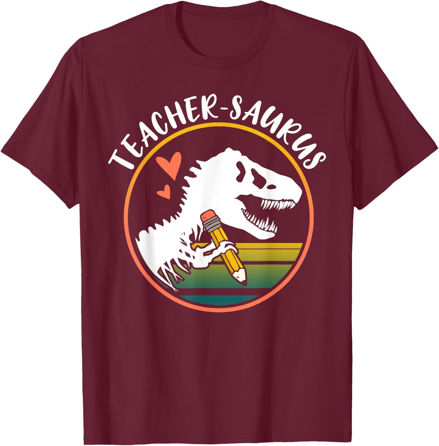 Teacher-saurus Funny Dinosaur Teacher design T-Rex design Men Women T-Shirt - T-Shirt | Maroon