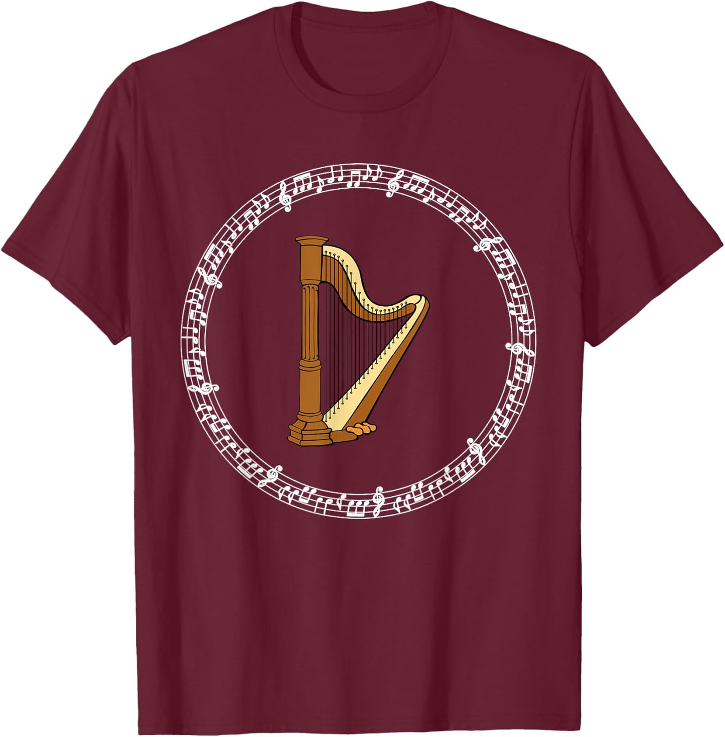 Classic Music Irish Harp Player Musical Notes Ireland Gift T-Shirt - T-Shirt | Maroon