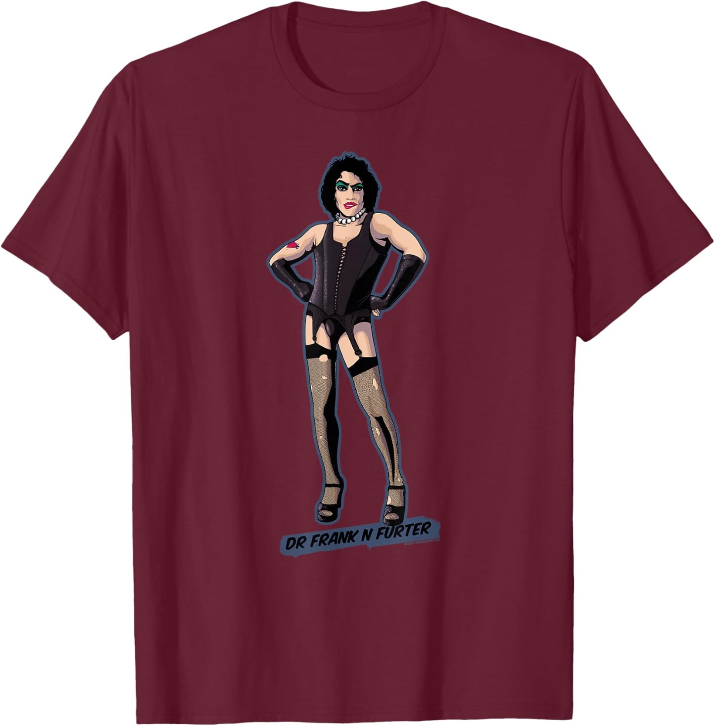 Rocky Horror Show Dr Frank N Furter Tights And Heels T-Shirt - T-Shirt | Maroon