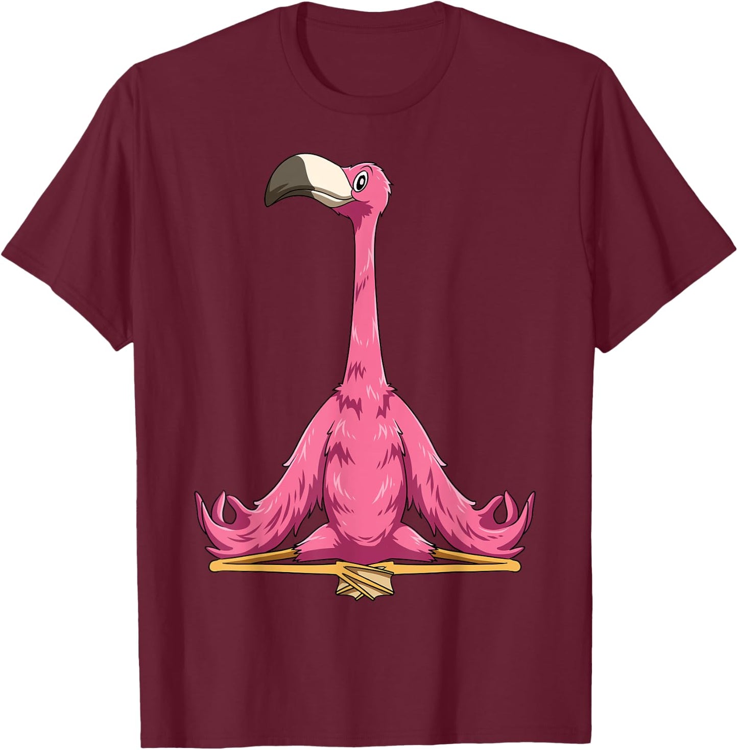 Flamingo Yoga Pose Flamingo Meditation Flamingo Doing Yoga T-Shirt - T-Shirt | Maroon