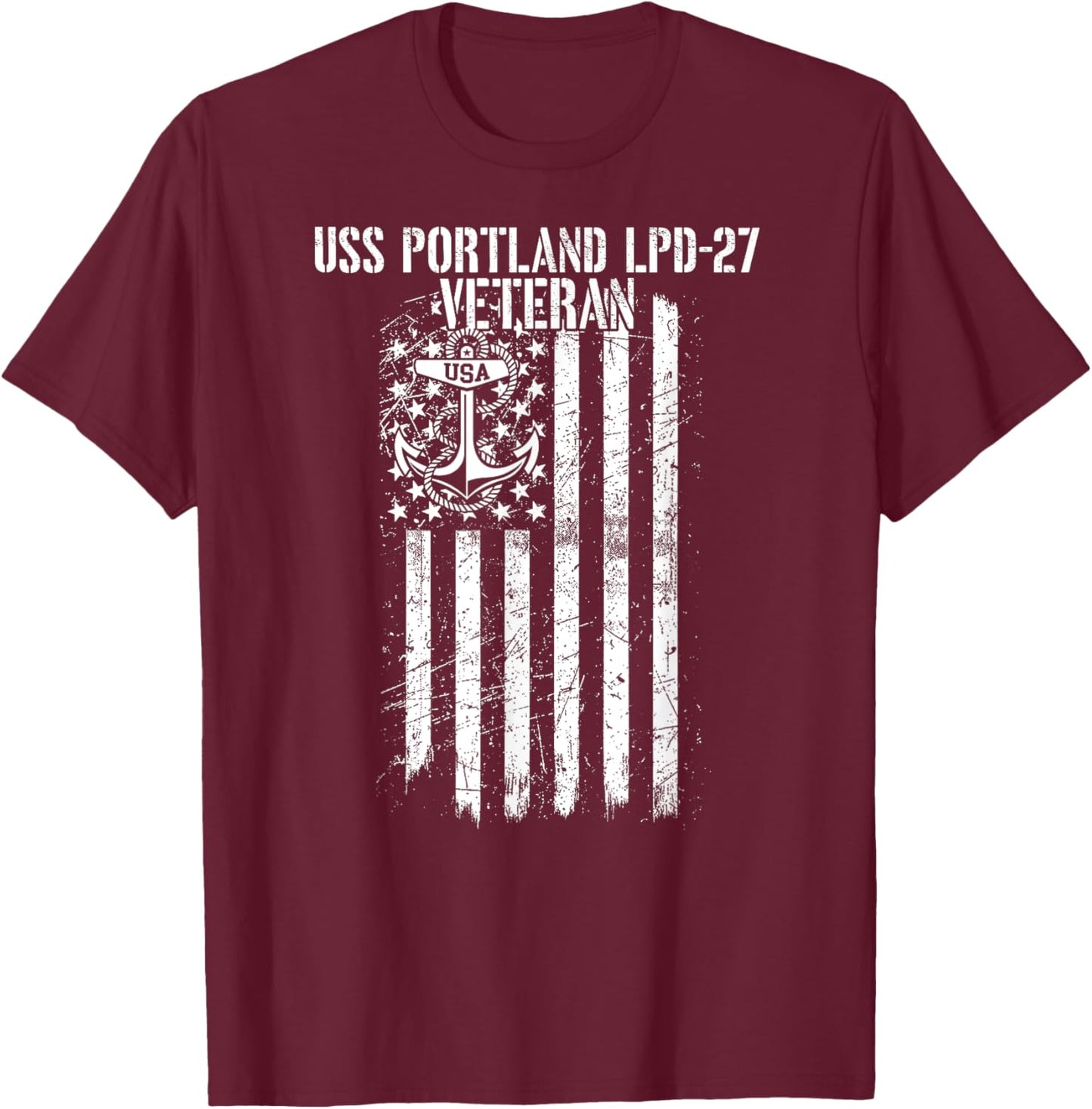 USS Portland LPD-27 Amphibious Transport Dock Veteran T-Shirt - T-Shirt | Maroon