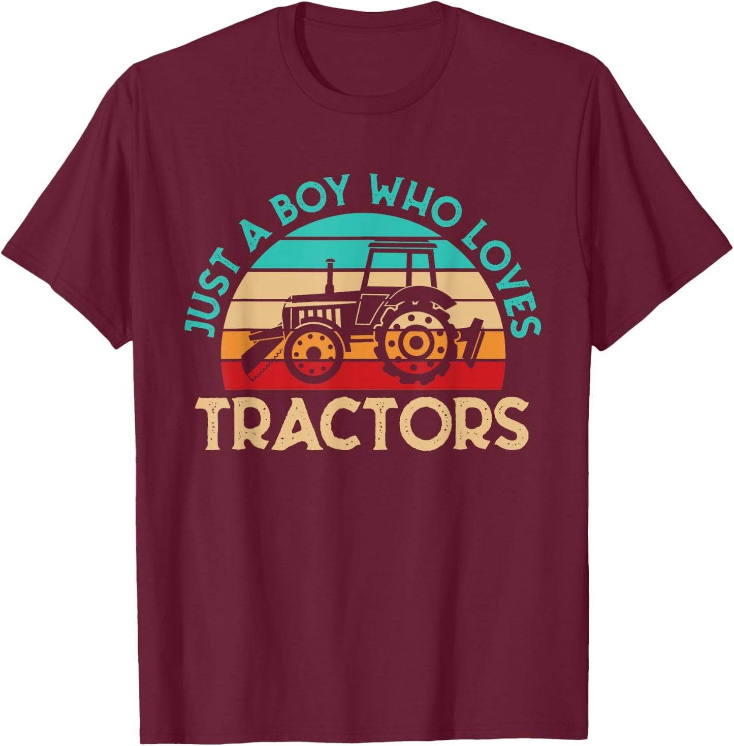 Just A Boy Who Loves Tractors Farmer T-Shirt - T-Shirt | Maroon