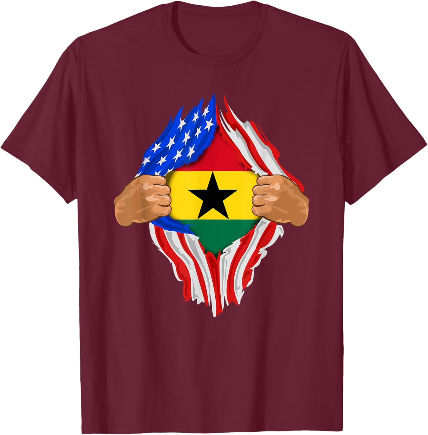 Ghanaian Blood Inside Me | Ghana Flag Gift T-Shirt - T-Shirt | Maroon