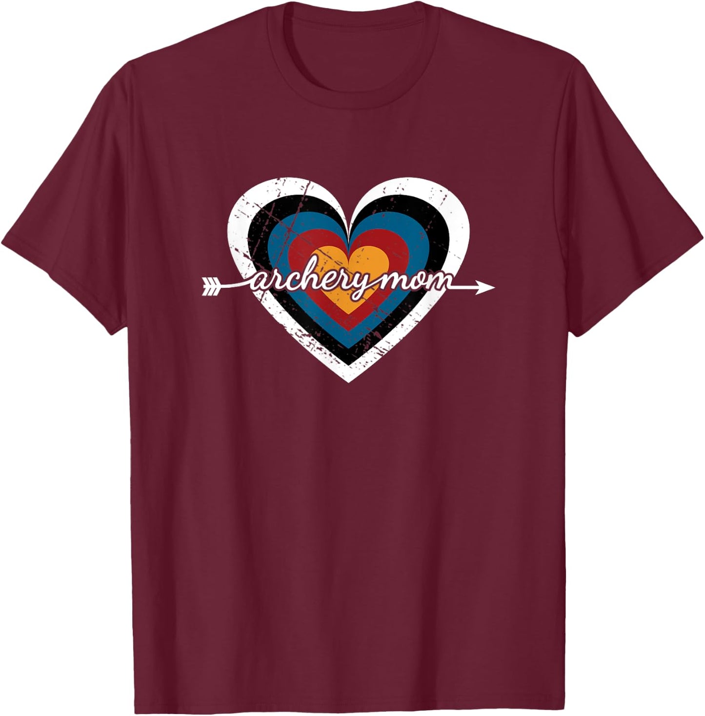 Archery Mom Target Heart - USA Archery T-Shirt - T-Shirt | Maroon