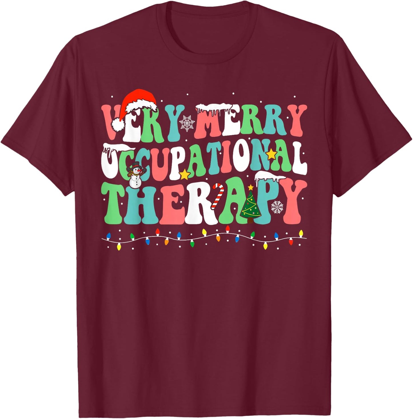 Very Merry Occupational Therapy Christmas OT Squad Christmas T-Shirt - T-Shirt | Maroon