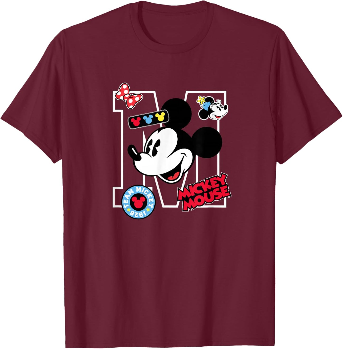 Disney - Mickey Big M Mickey Mouse T-Shirt - T-Shirt | Maroon