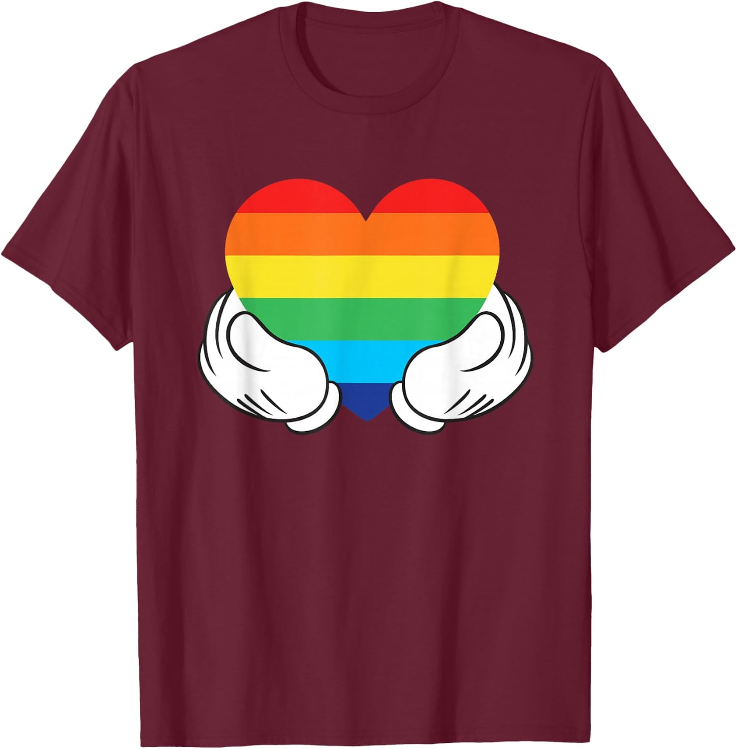 Disney Mickey Mouse Hands Rainbow T-Shirt - T-Shirt | Maroon