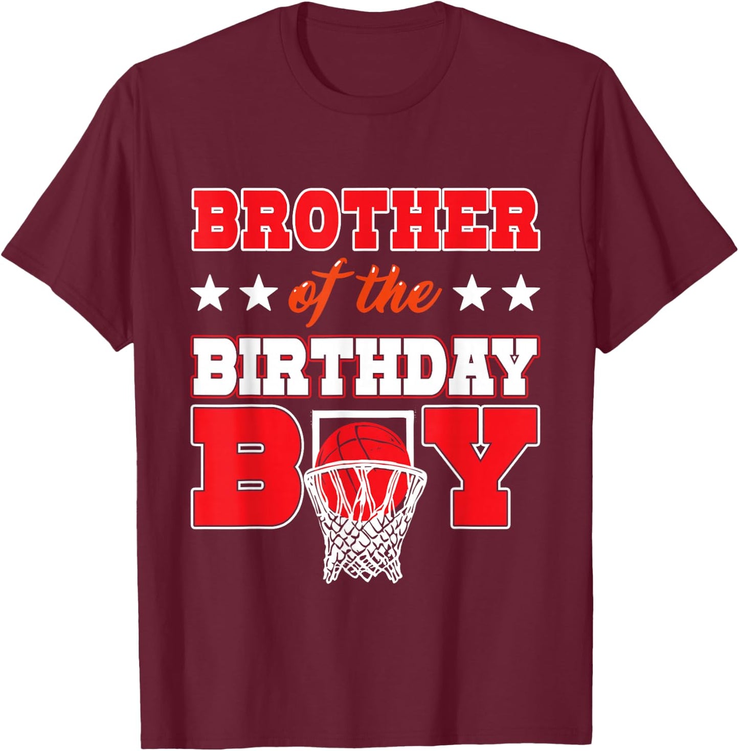 Basketball Party Brother of the Birthday Boy Baller Family T-Shirt - T-Shirt | Maroon
