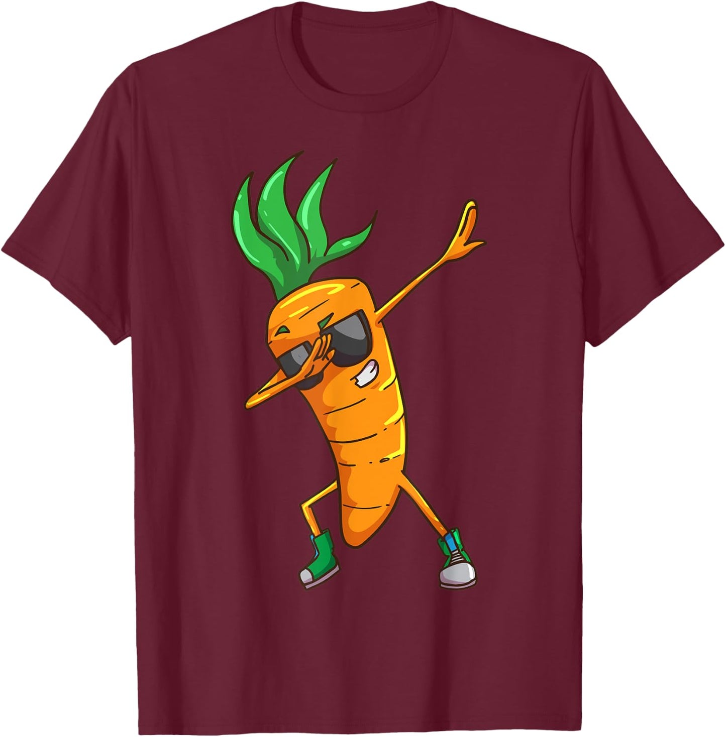 Vegan Carrot Dabbing Vegetable T-Shirt - T-Shirt | Maroon