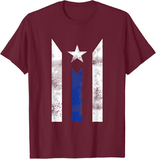 Thin Blue Line Puerto Rican Police Puerto Rico Flag Gift T-Shirt - T-Shirt | Maroon