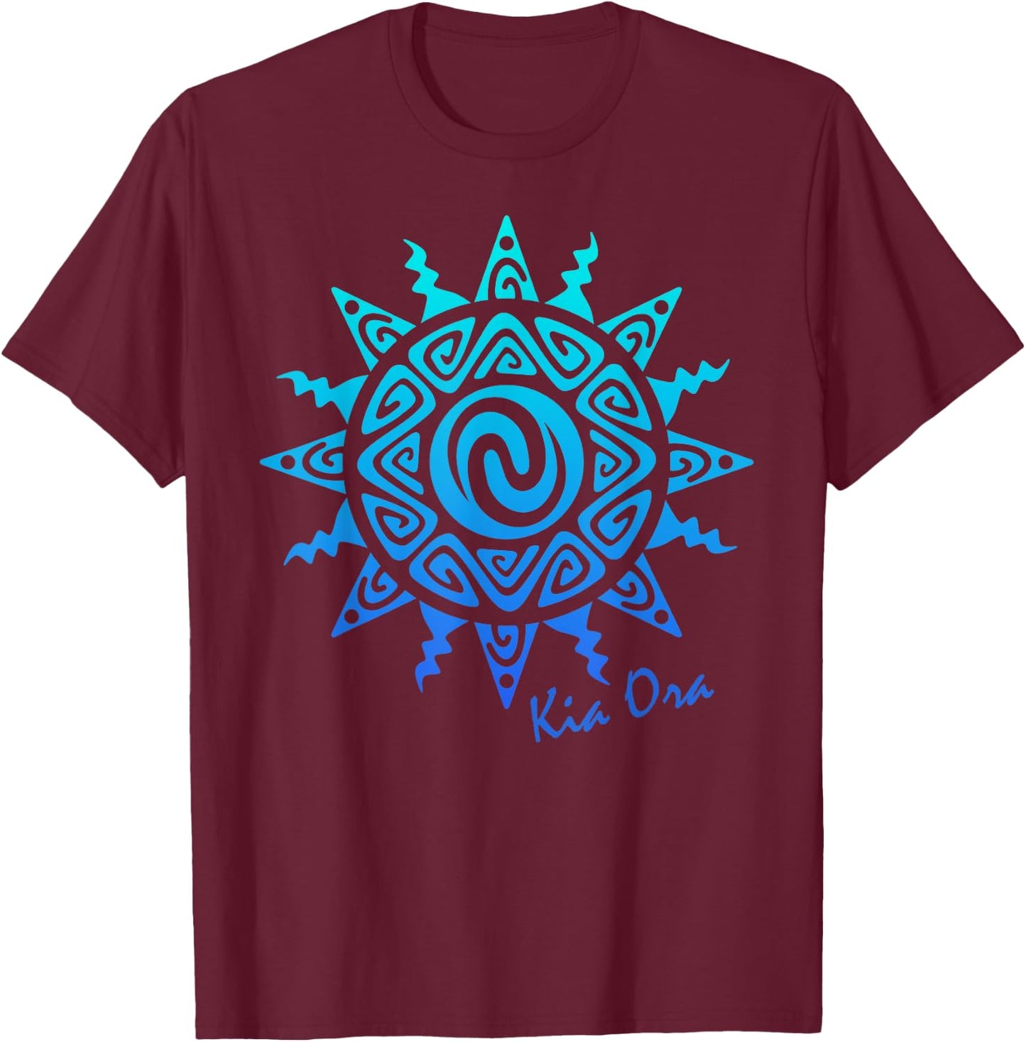 Culture Sun Kia Ora Symbol, Haka New Zealand T-Shirt - T-Shirt | Maroon