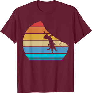 Retro Cat Climbing Meowtain Vintage Kitty Gift Rock Climber T-Shirt - T-Shirt | Maroon