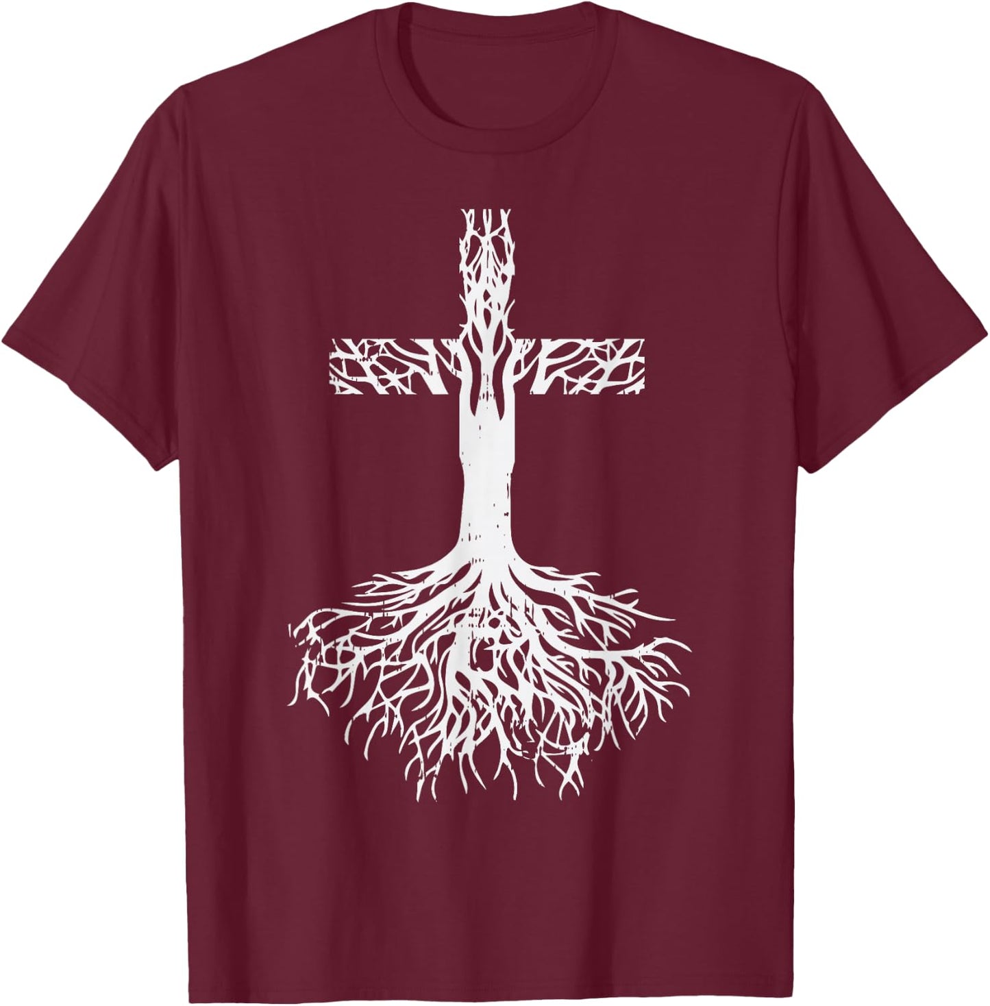 Cross Roots God Jesus Christ Faith Religious Christian Gift T-Shirt - T-Shirt | Maroon