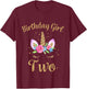 Kids 2 Year Old Birthday Girl Unicorn Shirt 2nd Birthday Outfit T-Shirt - T-Shirt | Maroon