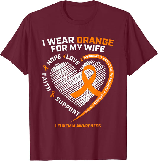 Men's Leukemia Awareness Shirts Wife Husband Leukemia T-Shirt - T-Shirt | Maroon