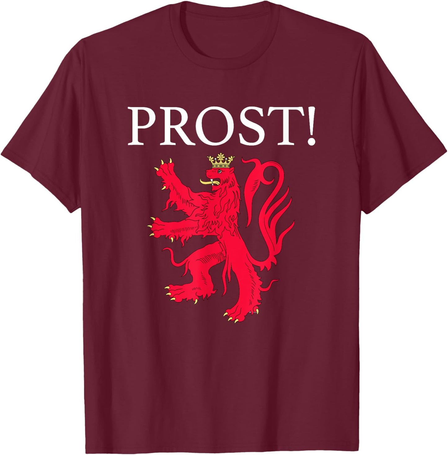 Prost Cheers In Luxembourgish Souvenir Flag Of Luxembourg T-Shirt - T-Shirt | Maroon