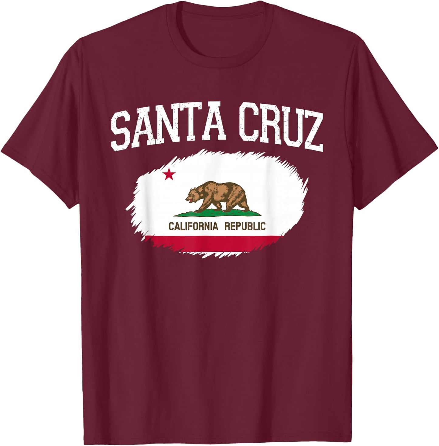 SANTA CRUZ CA CALIFORNIA Flag Vintage USA Sports Men Women T-Shirt - T-Shirt | Maroon