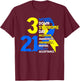 3/21 World Down Syndrome Day Trisomy 21 Blue and Yellow T-Shirt - T-Shirt | Maroon